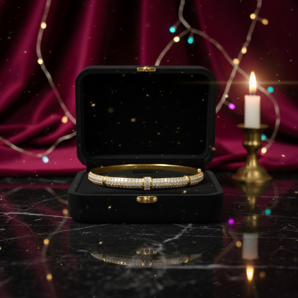 Sparkling Cuff Kada - Gold